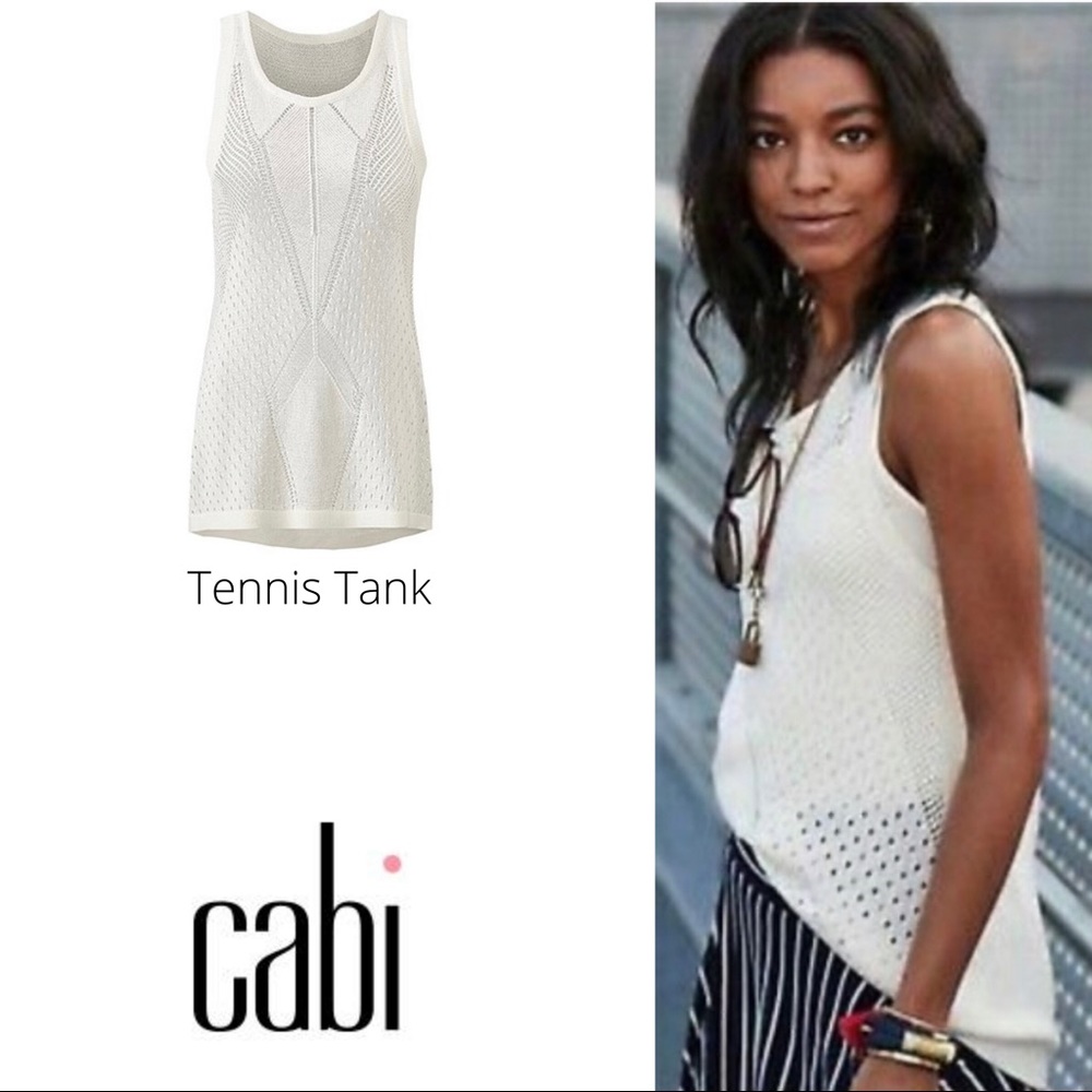 NWT  CAbi Crochet Knit Tennis Tank